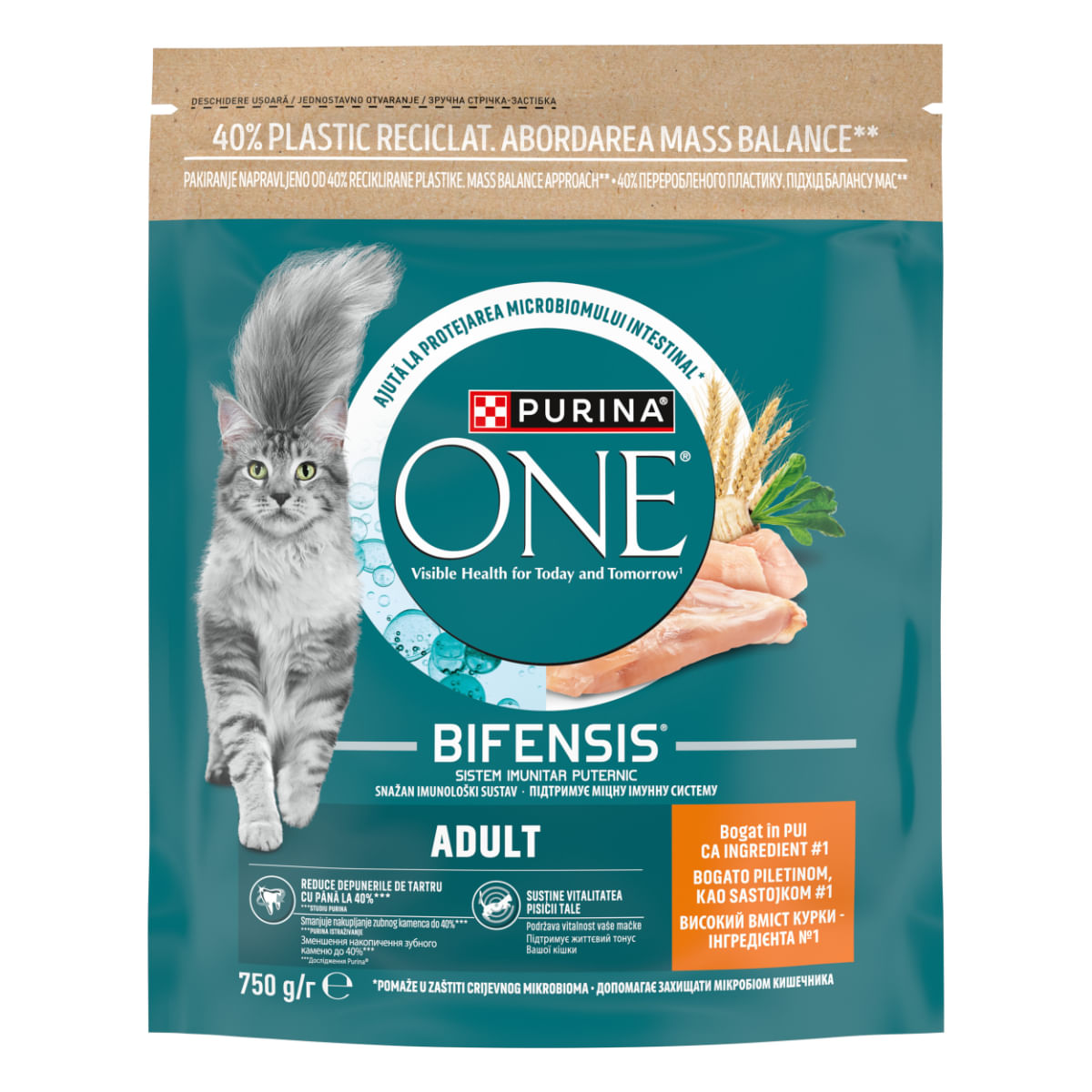 PURINA One Adult, Pui, hrană uscată pisici, 750g - poza 2