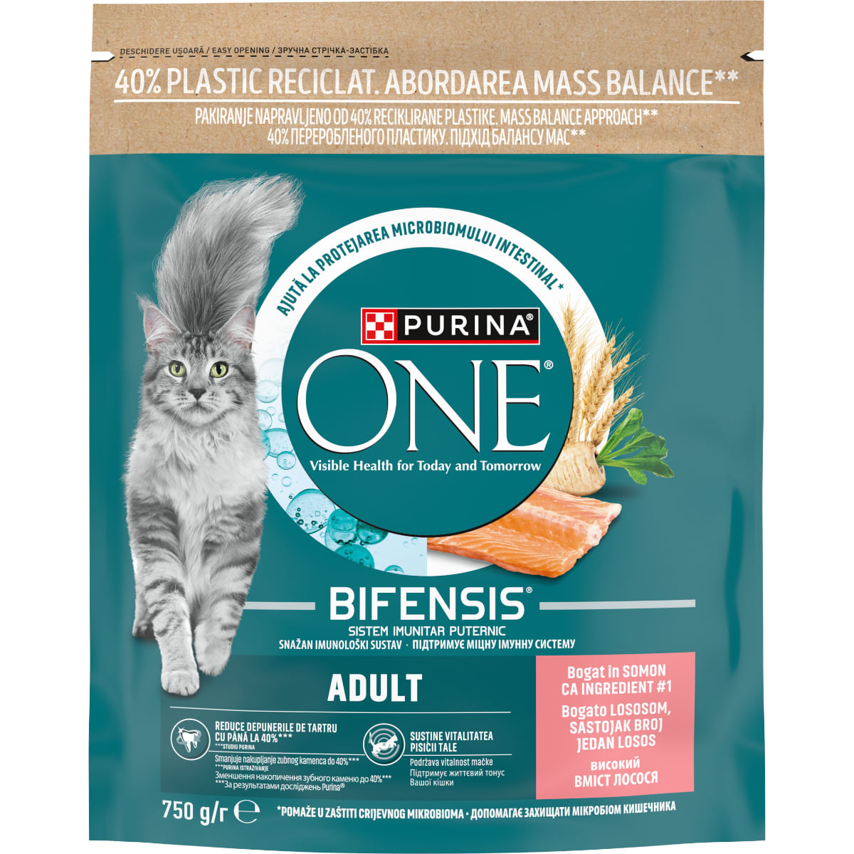 PURINA One Adult, Somon, hrană uscată pisici, 750g - poza 1