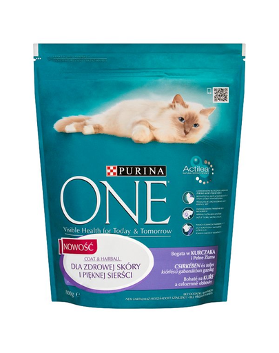 PURINA ONE COAT &amp; HAIRBALL Hrana uscata pentru pisici adulte, bogata in pui 800g