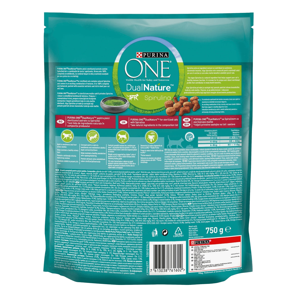 PURINA One DualNature, Vită, hrană uscată pisici sterilizate, 750g - poza 2
