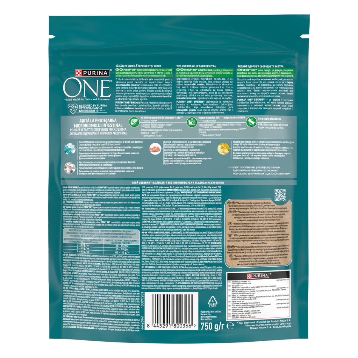 PURINA One Indoor, Curcan și Cereale Integrale, hrană uscată pisici, 750g - poza 3