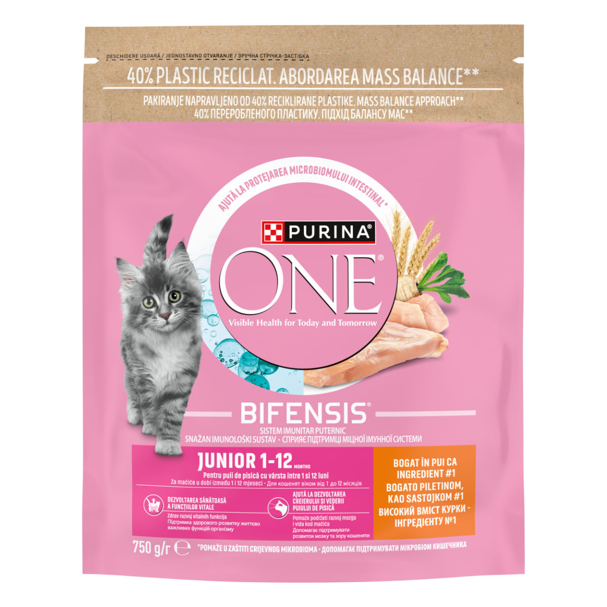 PURINA One Junior, Pui, hrană uscată pisici junior, 750g