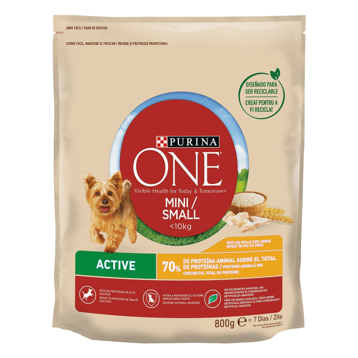 PURINA One Mini Active, Pui cu Orez, hrană uscată câini, activitate intensă, 800g - poza 4