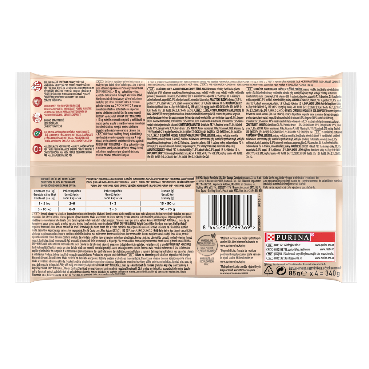 PURINA One Mini Adult, 2 arome, multipack plic hrană umedă câini, (în sos), 85g x 4 - poza 3