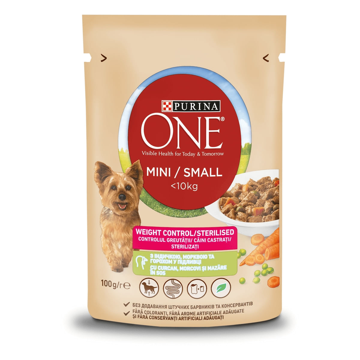 PURINA One Mini Controlul Greutății, Curcan cu Orez, hrană umedă câini, (în sos) PURINA One Mini Controlul Greutății, Curcan cu Orez, plic hrană umedă câini, (în sos), 85g - poza 2