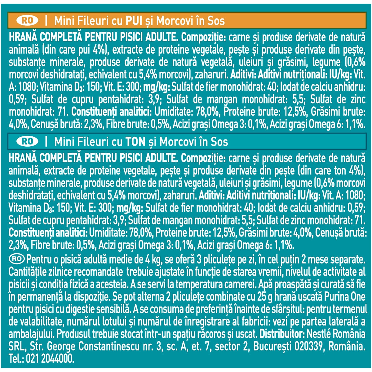 PURINA One Sensitive, Pui/Ton, pachet mixt plic hrană umedă pisici, sensibilități digestive, (în sos), 85g x 4 - poza 4