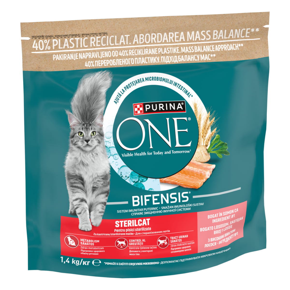 PURINA One Sterilcat, Somon și Grâu, hrană uscată pisici sterilizate, 1,4kg - poza 1