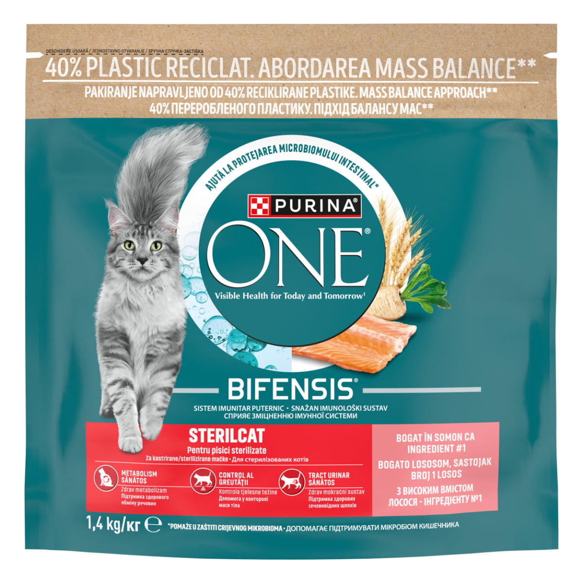 PURINA One Sterilcat, Somon și Grâu, hrană uscată pisici sterilizate, 1,4kg - poza 3
