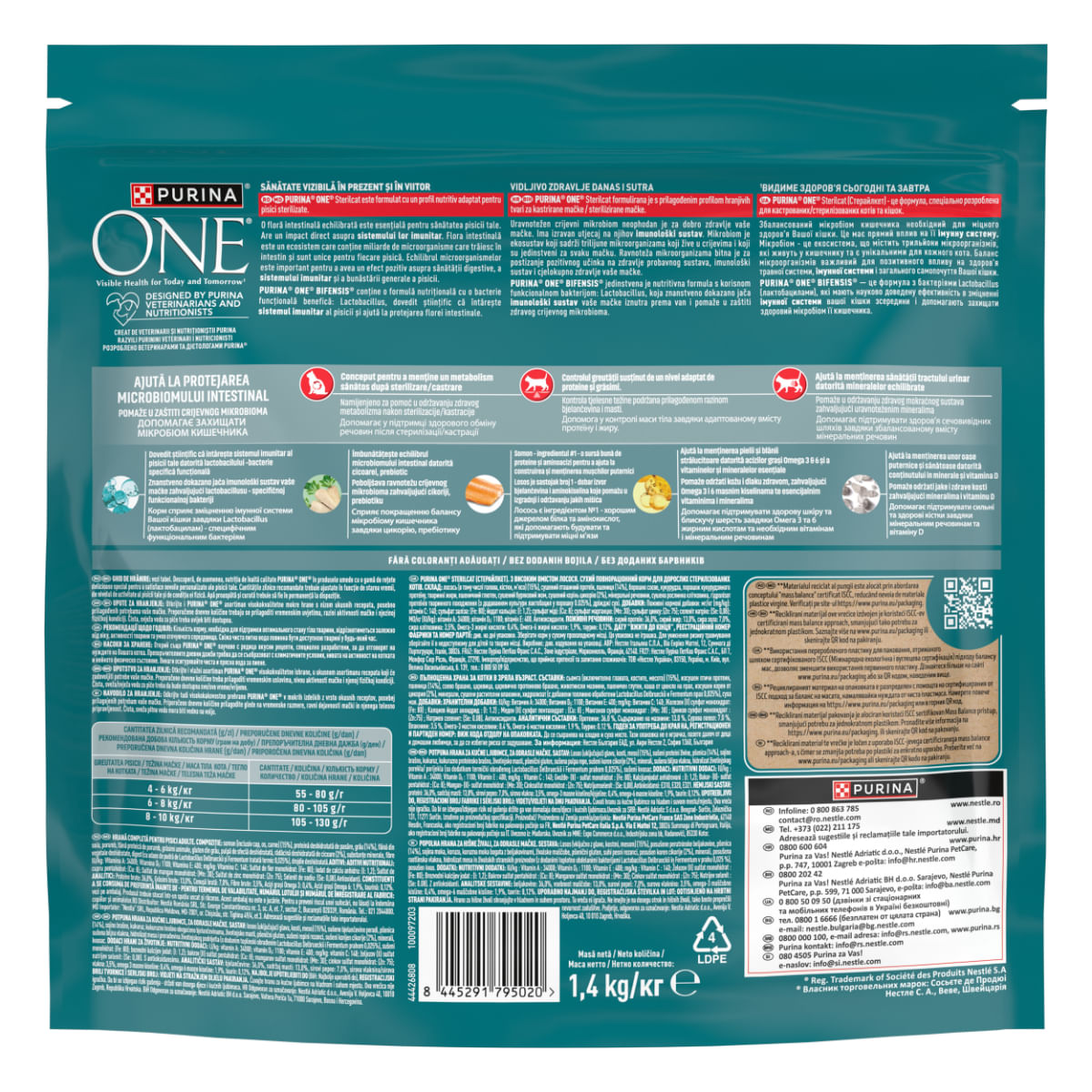 PURINA One Sterilcat, Somon și Grâu, hrană uscată pisici sterilizate, 1,4kg - poza 4