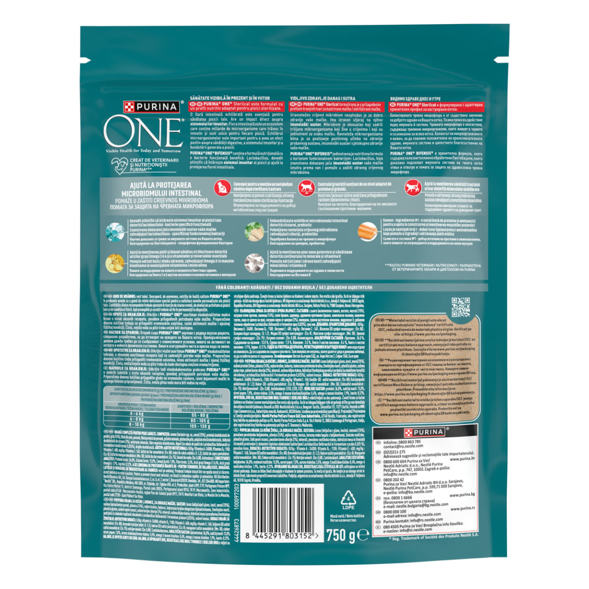 PURINA One Sterilcat, Somon și Grâu, hrană uscată pisici sterilizate, 750g - poza 3