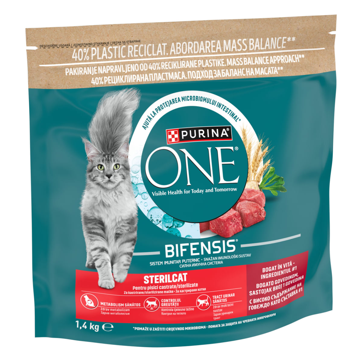 PURINA One Sterilcat, Vită și Grâu, hrană uscată pisici sterilizate, 1.4kg - poza 2