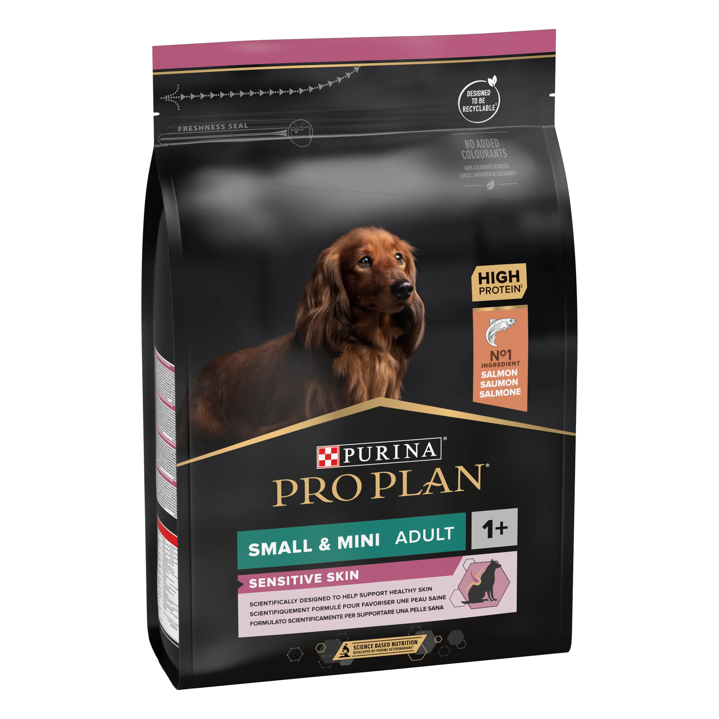 PURINA PRO PLAN ADULT Sensitive Skin, Talie Mică și Foarte Mică, Somon, 3 kg