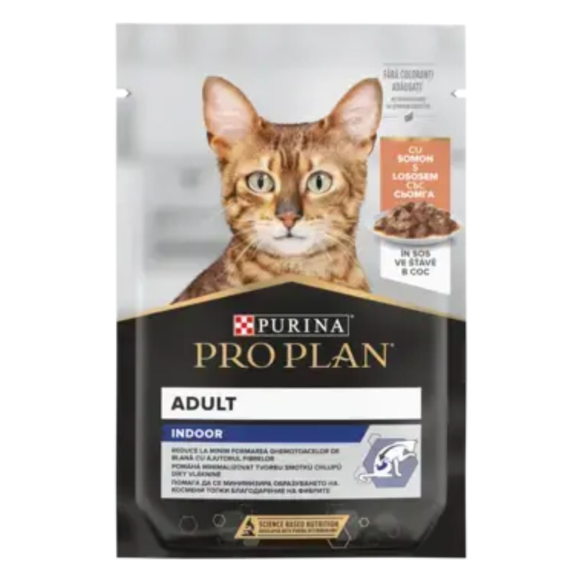 PURINA Pro Plan Indoor, Somon, plic hrană umedă pisici, limitarea ghemurilor de blană, (în sos), bax, 85g x 26buc - poza 2