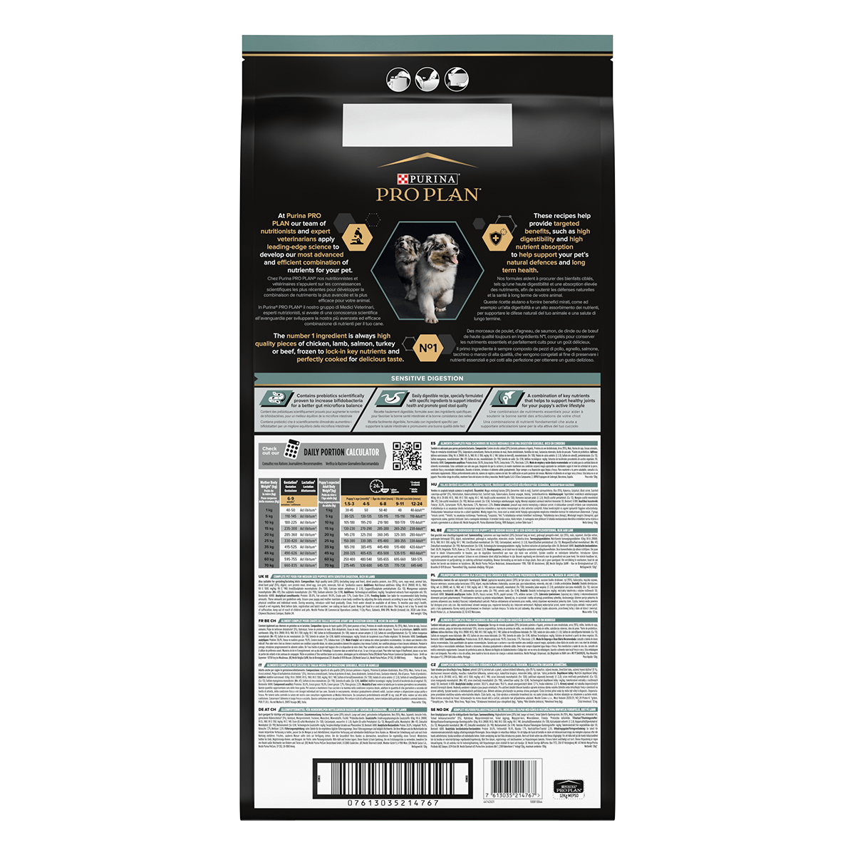 PURINA Pro Plan Sensitive Digestion Puppy M, Miel, hrană uscată câini junior, sensibilități digestive, 12kg - poza 3