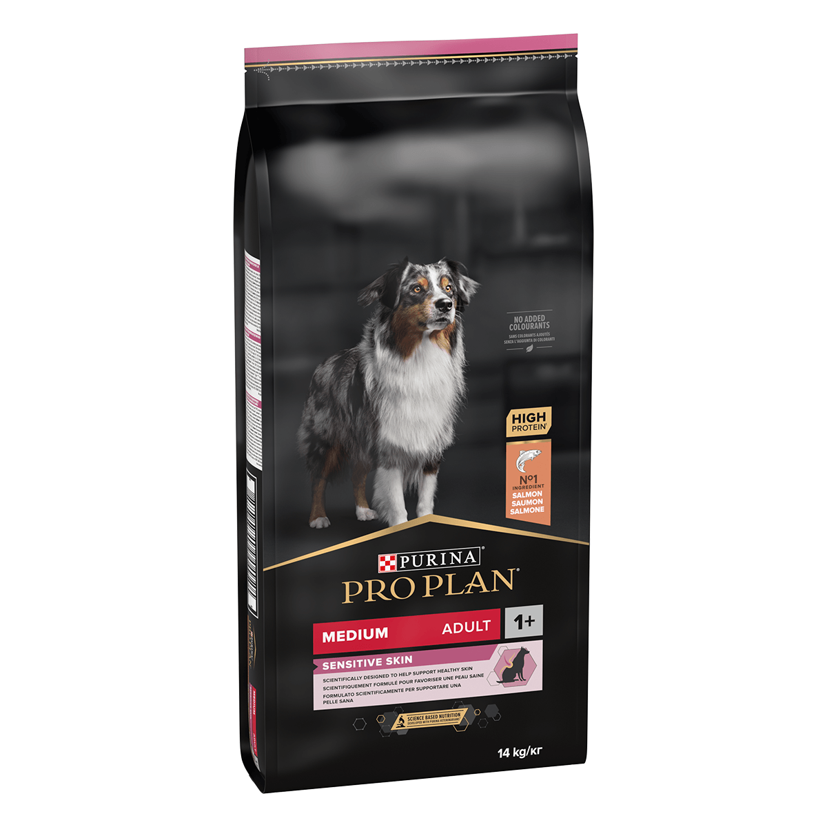 PURINA Pro Plan Sensitive Skin Adult M, Somon, hrană uscată câini, piele și blană, 14kg - poza 1