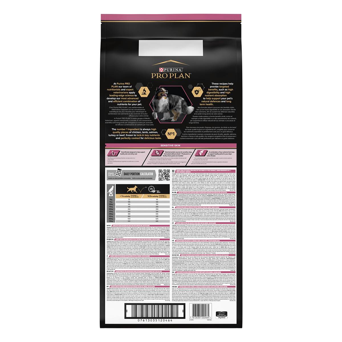 PURINA Pro Plan Sensitive Skin Adult M, Somon, hrană uscată câini, piele și blană, 14kg - poza 5
