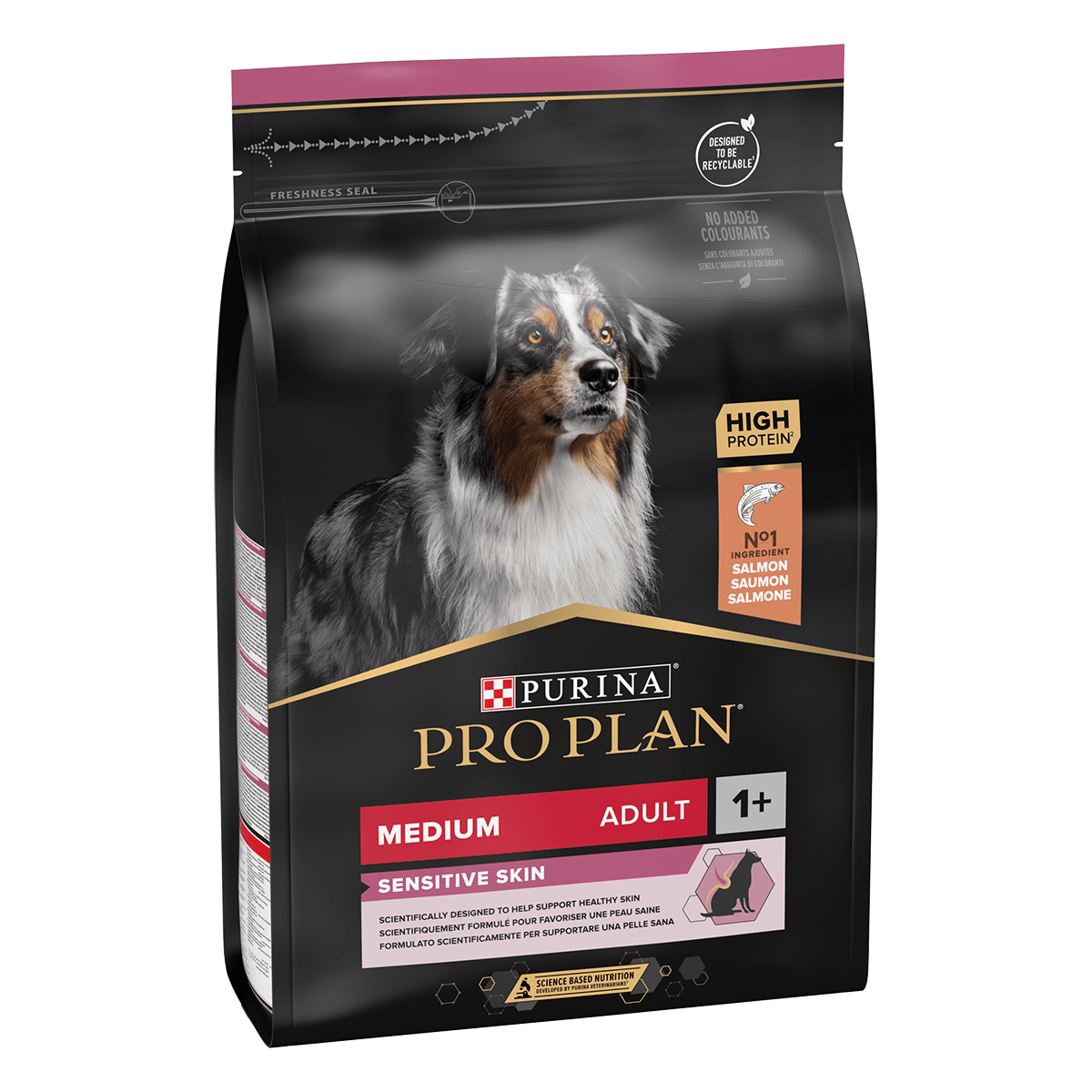 PURINA Pro Plan Sensitive Skin Adult M, Somon, hrană uscată câini, piele și blană, 3kg - poza 2