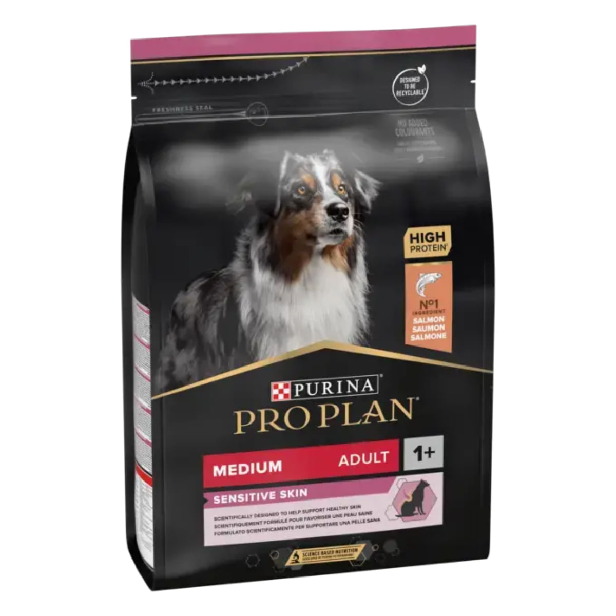 PURINA Pro Plan Sensitive Skin Medium Adult, M, Somon, hrană uscată câini, piele & blană, 10kg - poza 1