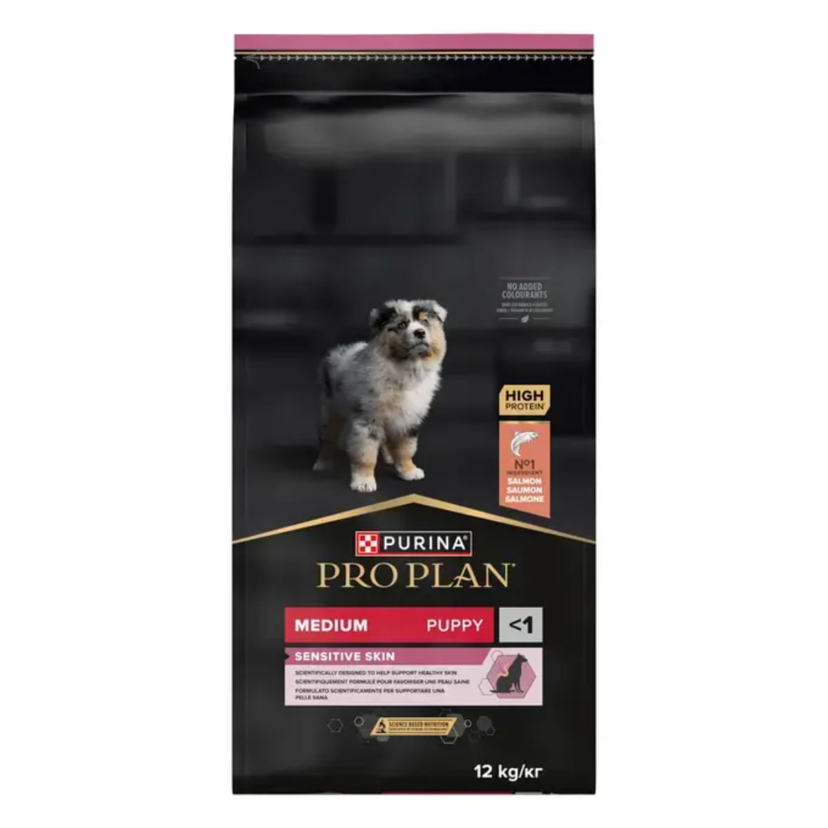 PURINA Pro Plan Sensitive Skin Medium Puppy, M, Somon, hrană uscată câini junior, piele & blană, 12kg - poza 1
