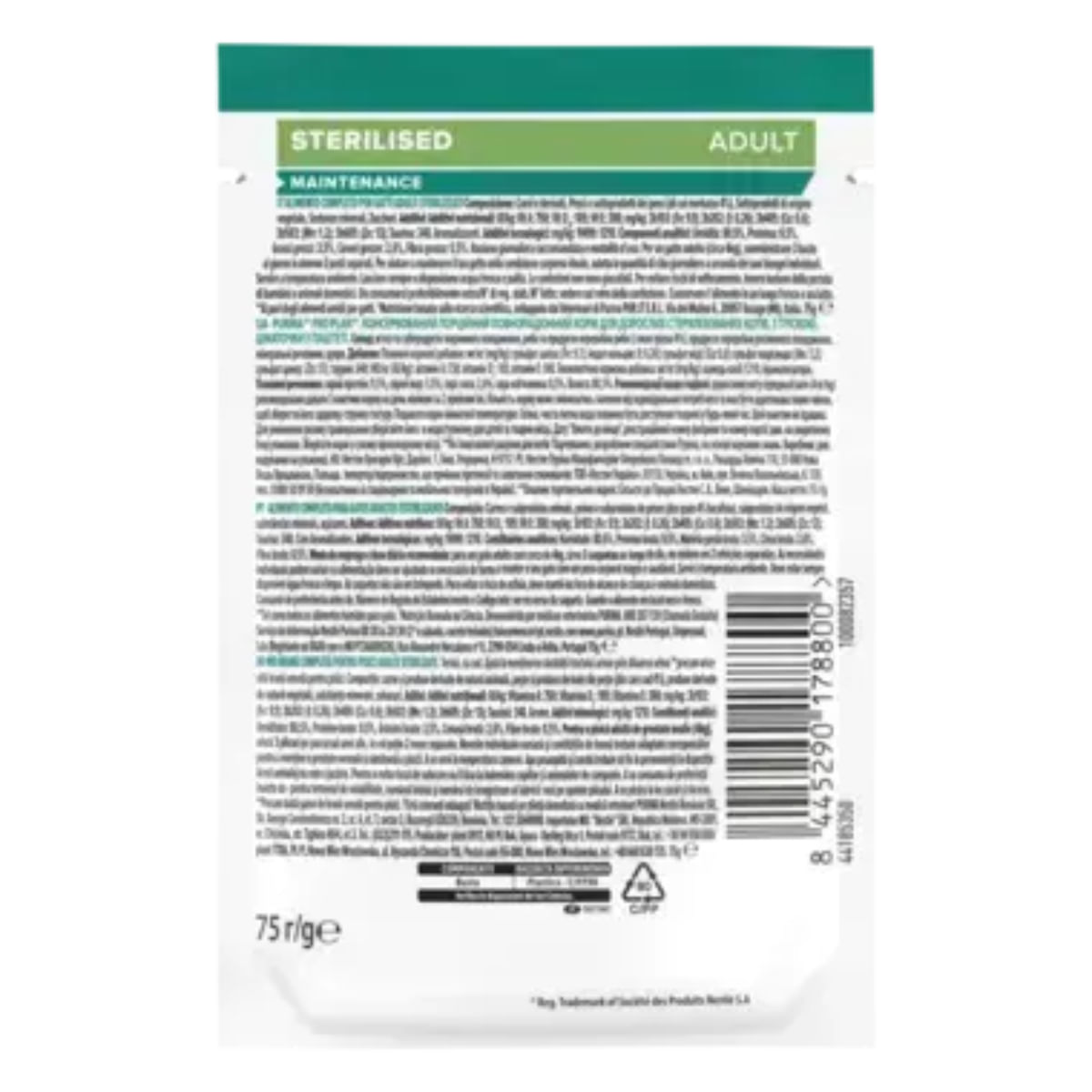 PURINA Pro Plan Sterilised Maintenance, Cod, plic hrană umedă pisici sterilizate, (pate), bax, 75g x 10buc - poza 3