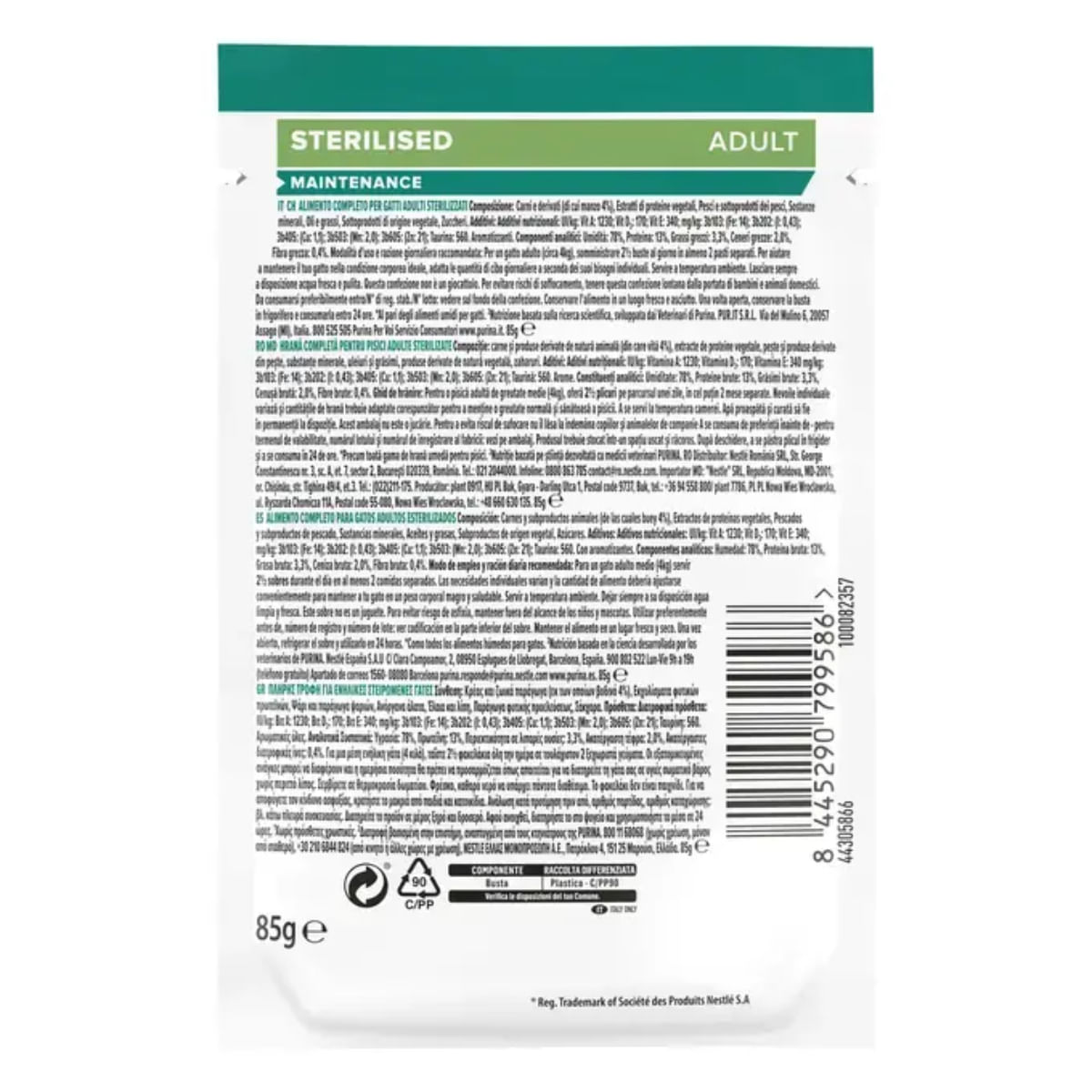 PURINA Pro Plan Sterilised Maintenance , Vită, plic hrană umedă pisici sterilizate, (în sos), bax, 85g x 26buc - poza 3