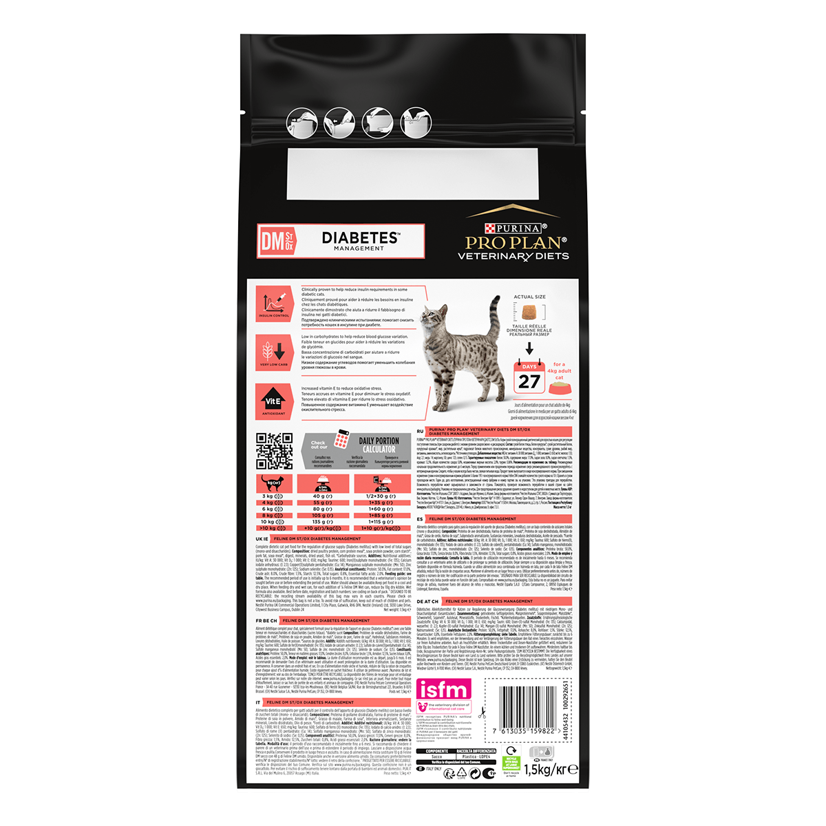 PURINA Pro Plan Veterinary Diets Diabetes Management, dietă veterinară pisici, hrană uscată, controlul glucozei, 1.5kg - poza 4