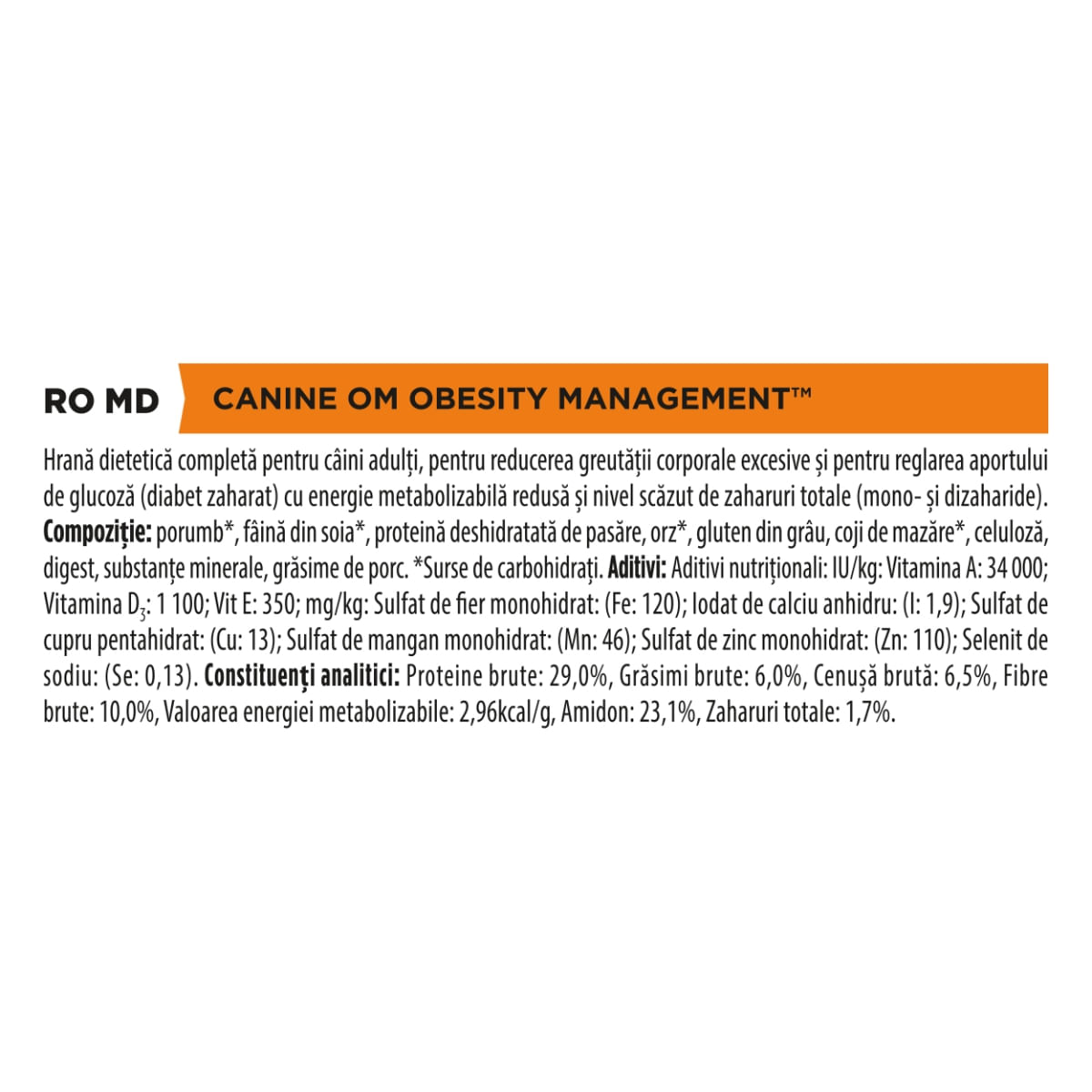 PURINA Pro Plan Veterinary Diets Obesity Management, dietă veterinară câini, hrană uscată, managementul greutății, 12kg - poza 3