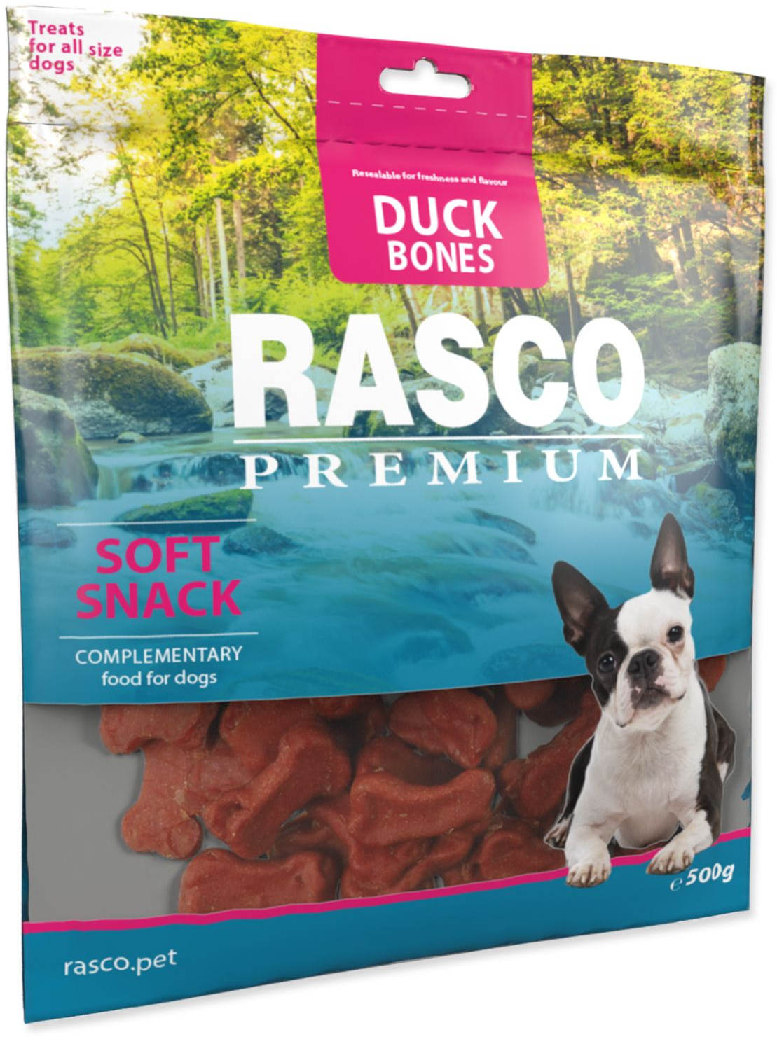 RASCO Premium Recompensă pentru câini, formă Os, cu Raţă 500g