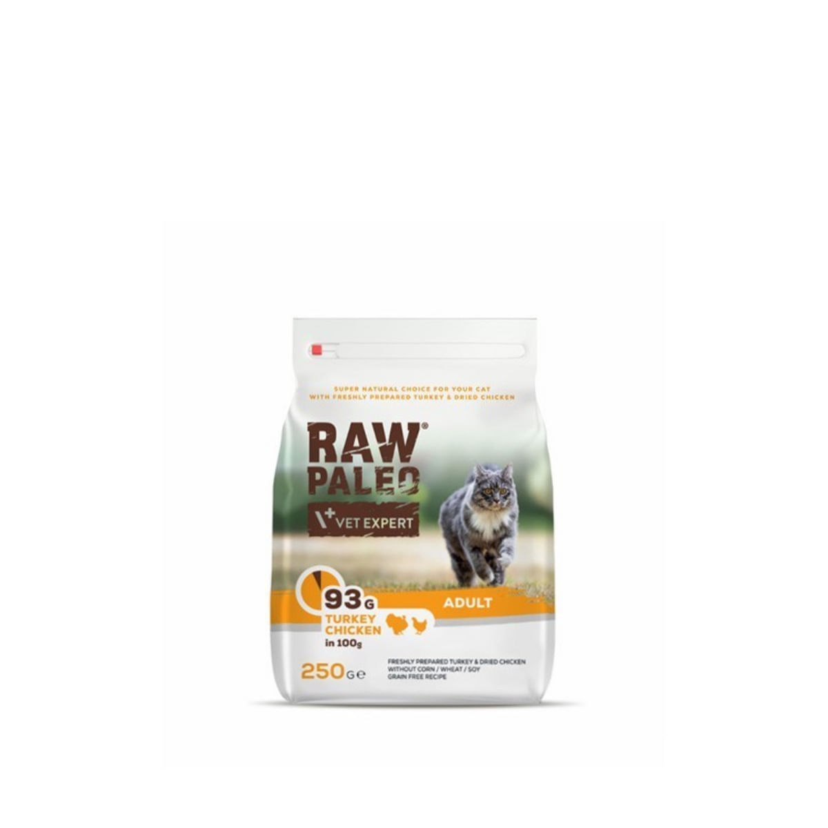 RAW PALEO, Curcan și Pui, hrană uscată fără cereale pisici, 250g - poza 2