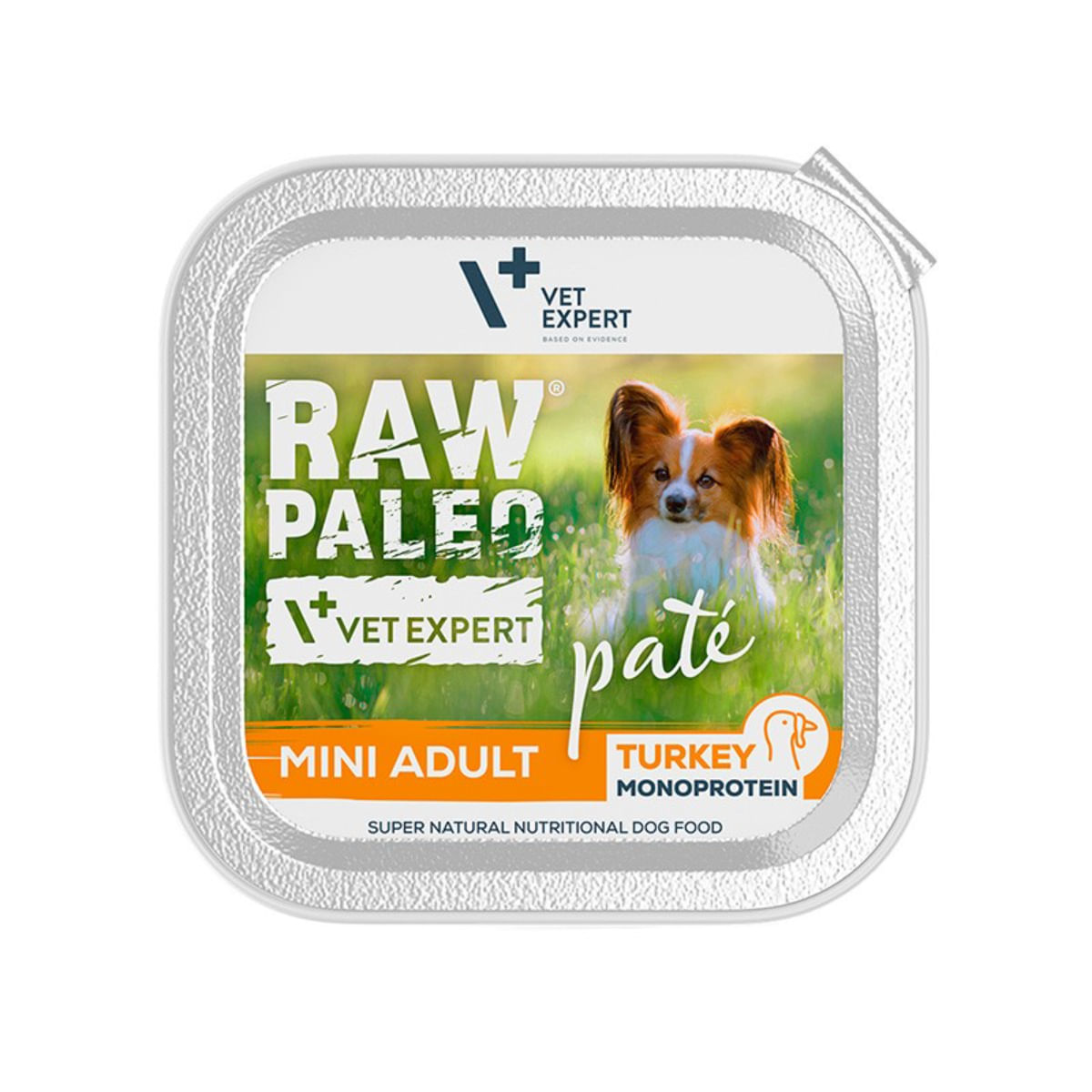 RAW PALEO Mini Adult, XS-S, Curcan, tăviță hrană umedă monoproteică fără cereale câini, alergii, (pate), 150g - poza 1