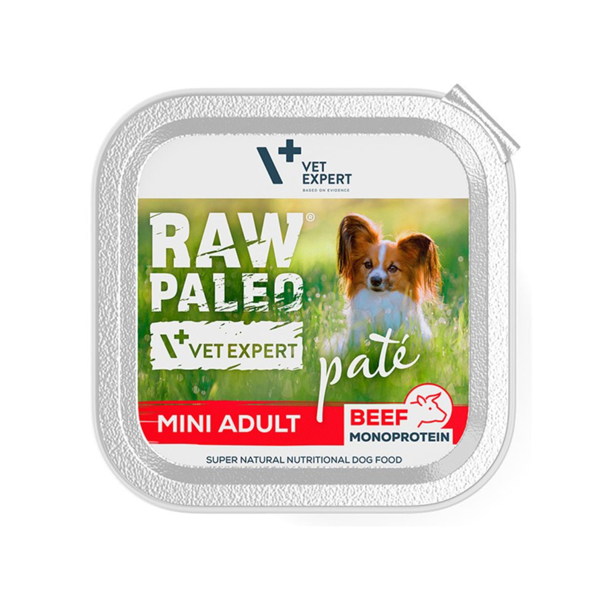 RAW PALEO Mini Adult, XS-S, Vită, tăviță hrană umedă monoproteică fără cereale câini, alergii, (pate), 150g - poza 1