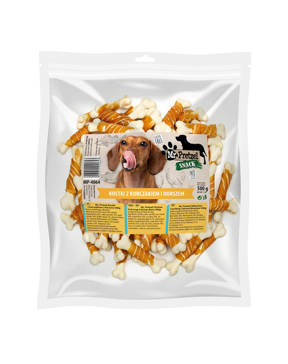 Recompense câini cuburi pui și cod MR. PRETZEL 500 g