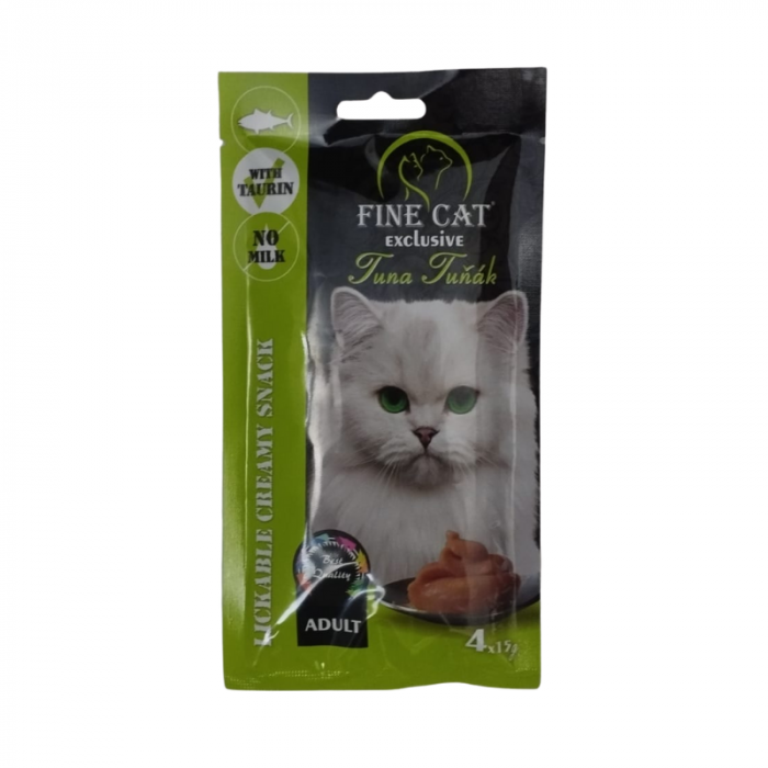 Recompense cremoase pentru pisici Fine Cat Exclusive, Ton, 4 x 15g