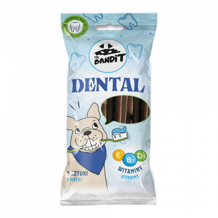 Recompense pentru caini Mr. Bandit DENTAL STICKS, 3 buc - 60 g
