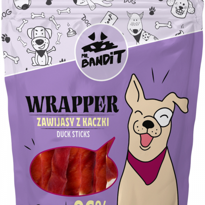 Recompense pentru caini Mr. Bandit WRAPPER, sticks, rata, 500 g