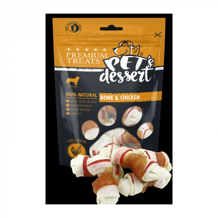 Recompense pentru caini Pet s Desert Bone Chicken 80 gr