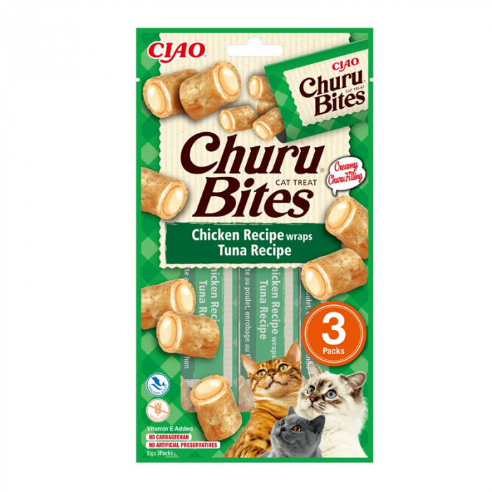 Recompense pentru pisici Churu Bites cu pui ton 3 buc x 10 gr
