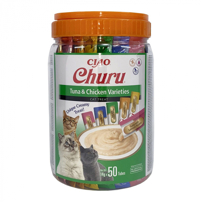 Recompense pentru pisici Churu Cat Varieties cu pui ton 50 bucati
