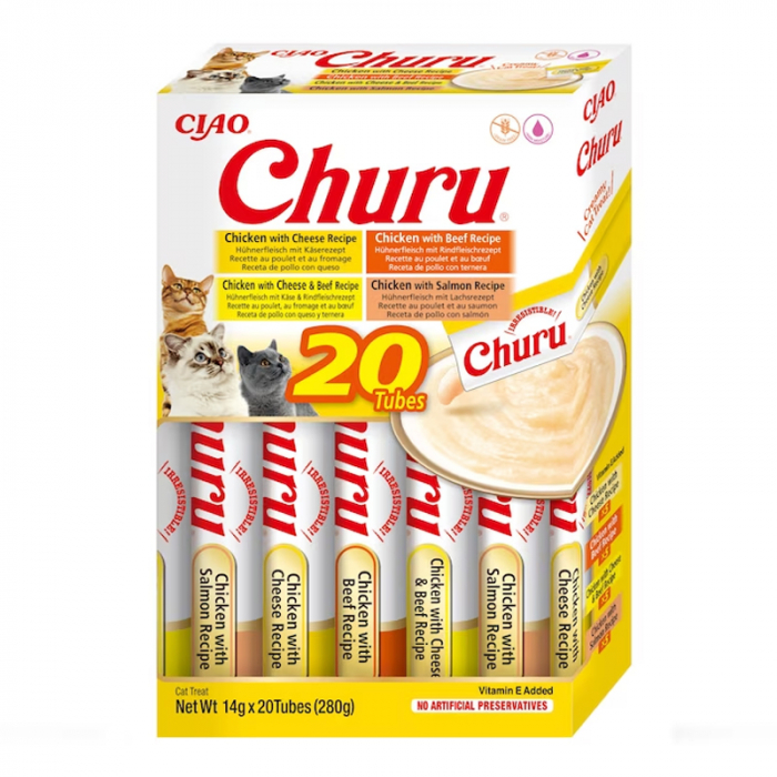 Recompense pentru pisici Churu cu pui vita 20 tubes