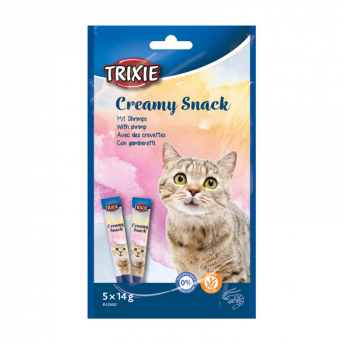 Recompense pentru pisici Creamy Snacks cu ton creveti 5 buc x 14 g