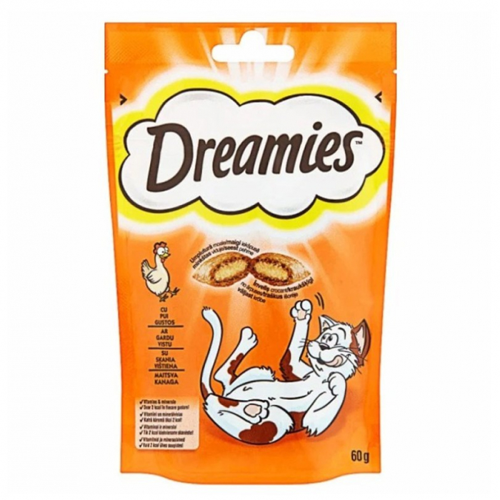 Recompense pentru pisici Dreamies cu pui 60 gr