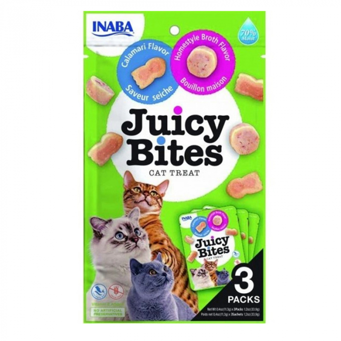 Recompense pentru pisici Juicy Bites cu calamar supa de casa 3 buc x 11,3 gr