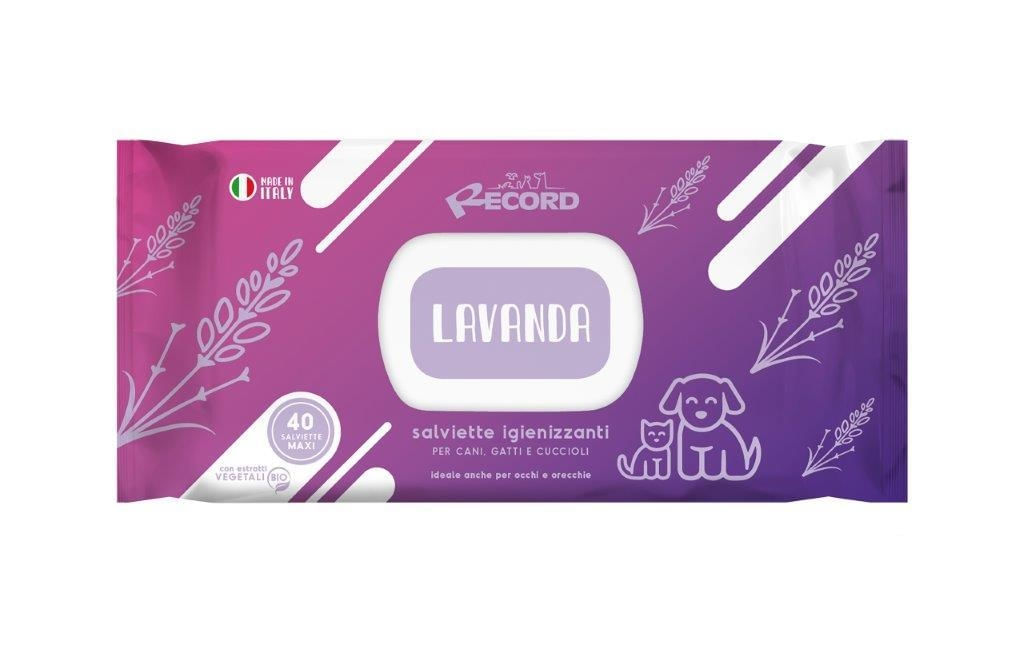 Record Lavanda, șervețele umede, câini și pisici, antibacteriene, multifuncționale, 40buc - poza 1