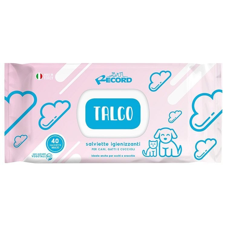 Record Talc, șervețele umede, câini și pisici, antibacteriene, multifuncționale, 40buc - poza 1
