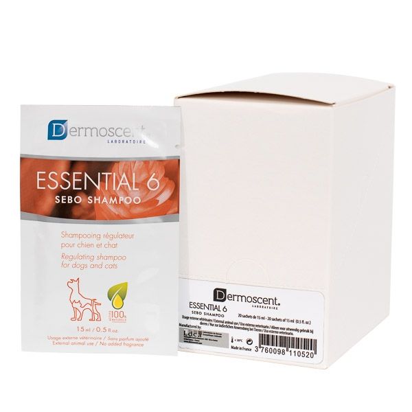 Refill Dermoscent Essential 6 Sebo Shampoo for Dogs and Cats, 15 ml x 20
