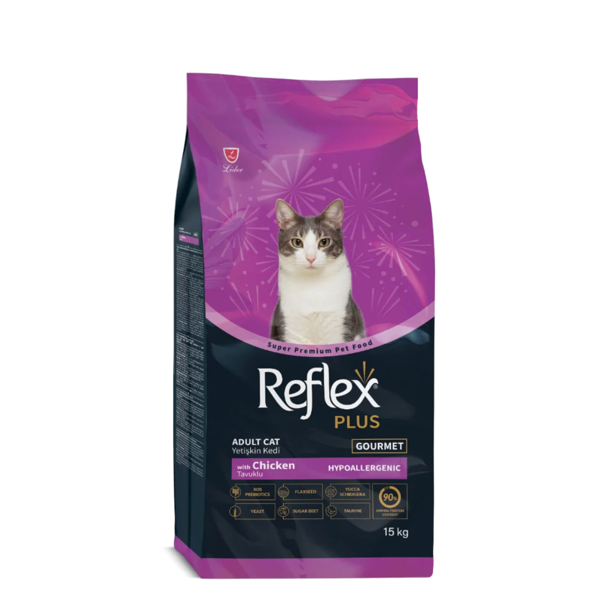 REFLEX Plus Gourmet Multicolor, Pui, hrană uscată pisici, apetit capricios, 15kg - poza 2