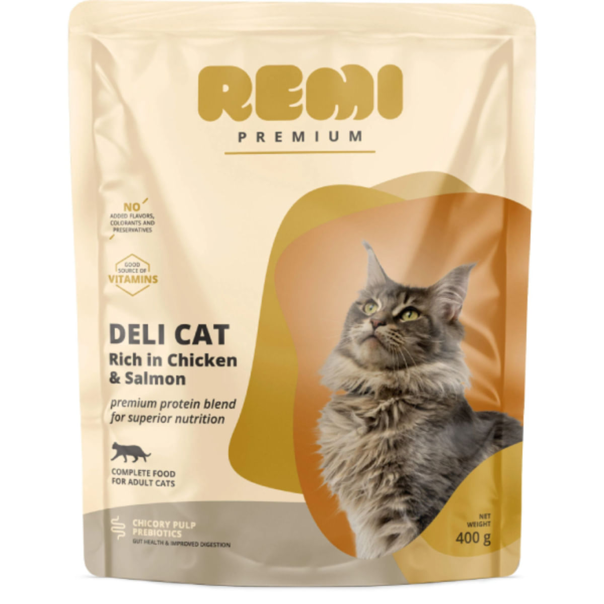 REMI PREMIUM Deli, Pui și Somon, hrană uscată pisici, 400g - poza 1