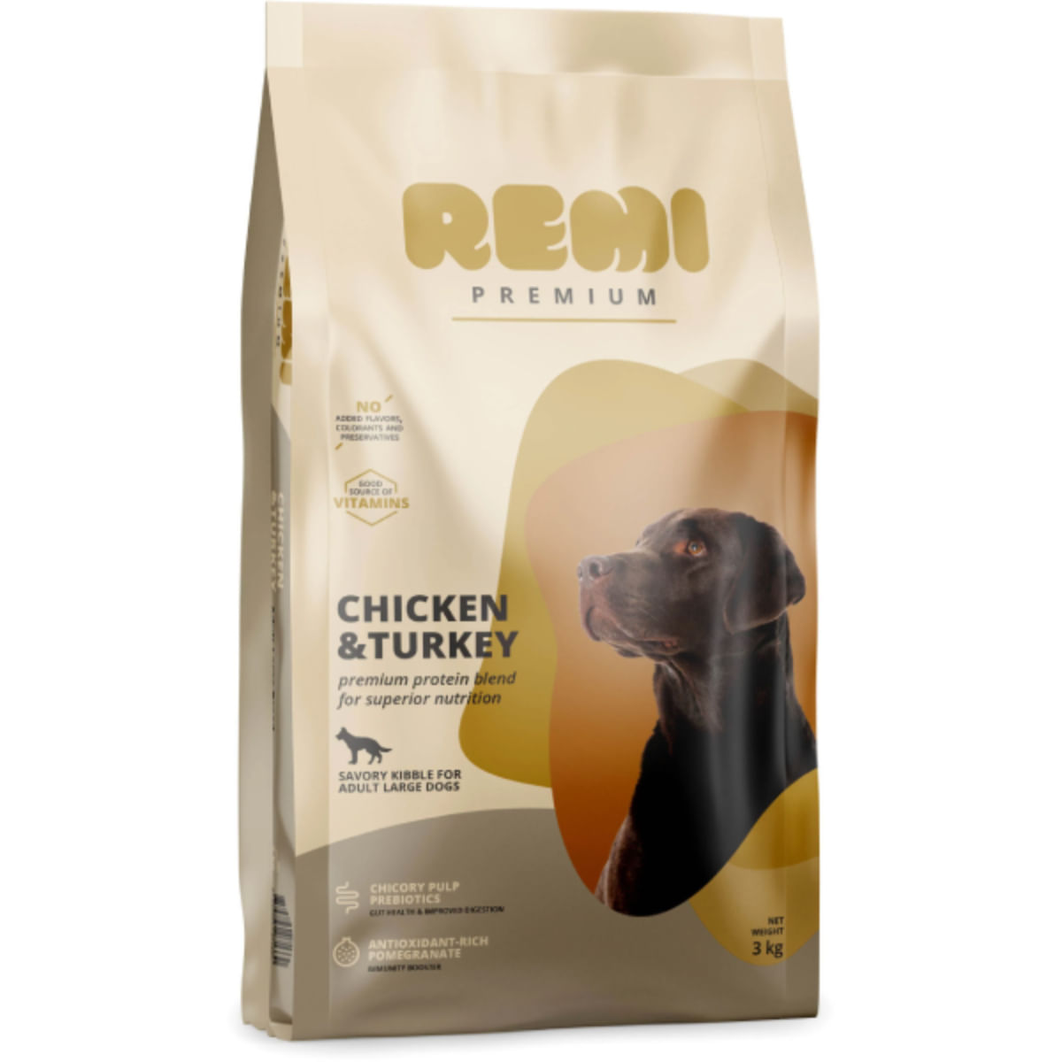 REMI PREMIUM Dog Large, L-XL, Pui și Curcan, hrană uscată câini, 3kg - poza 2