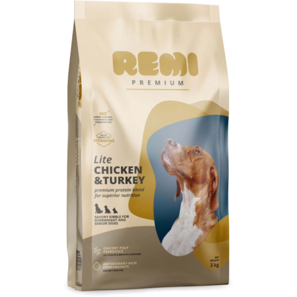 REMI PREMIUM Dog Lite, XS-XL, Pui și Curcan, hrană uscată câini senior, obezitate, 3kg - poza 1