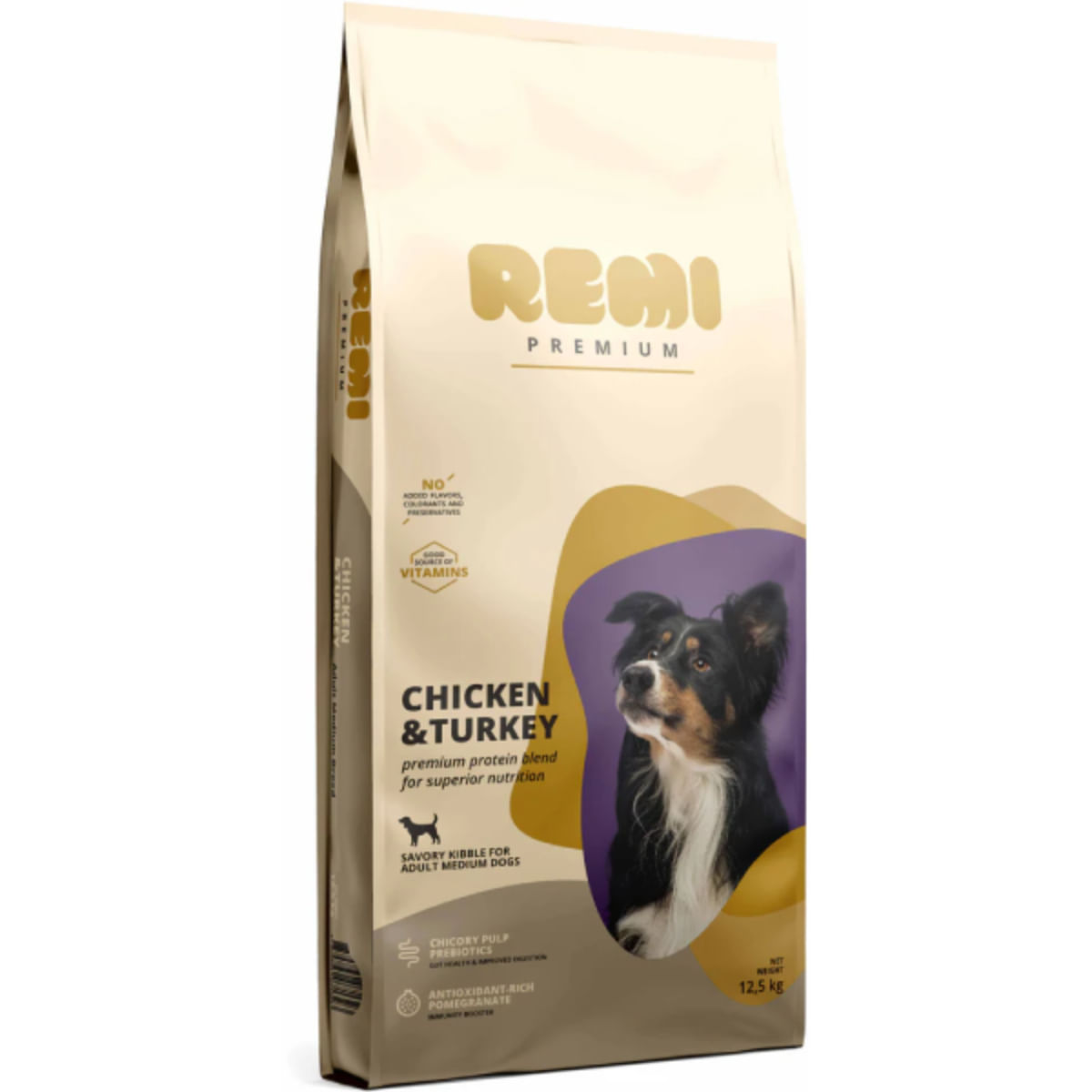 REMI PREMIUM Dog Medium, M, Pui și Curcan, hrană uscată câini, 12.5kg - poza 2
